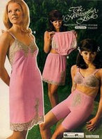 60s-70s Nightgown two piece set pink