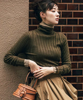 patchwork leather x knit skirt