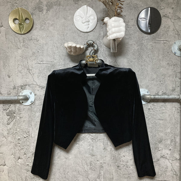 velour bolero cropped  jacket velvet black