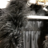 feather trim velour bolero cropped jacket fvelvet black