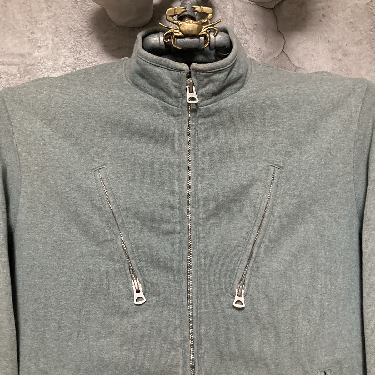 cotton biker jacket fit slim r.newbold blue gray green silver 