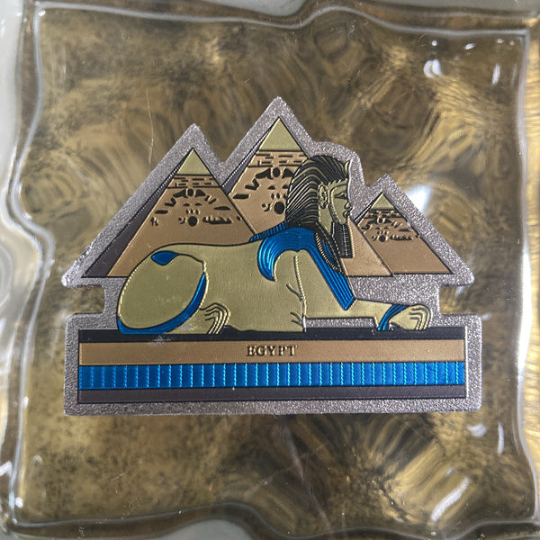 Egyptian refrigerator magnet Sphinx fridge magnet souvenir hieroglyph Egypt ancient mural glitter silver gold