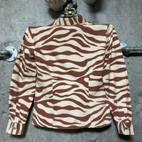 zebra stripe printed shirt brown