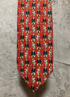 Cricket bear printed Breuer tie handmade red