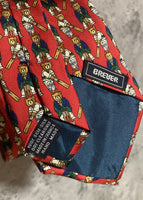 Cricket bear printed Breuer tie handmade red