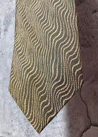 wavy design tie Italian gold khaki glitter silver
