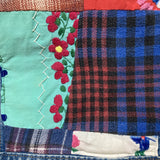 flower embroidered remake patchwork denim jacket short blue