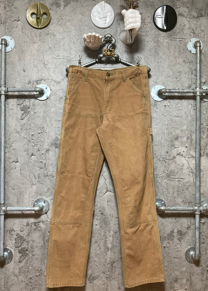 green stitched duck double knee work pants dillo brown beige