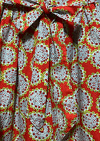 piping design flower bouquet patterned dress red yellow