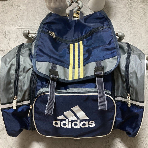adidas backpack knapsack kids 3 stripe navy yellow
