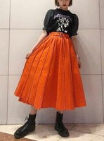 orange red flare skirt