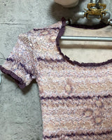 pink purple knit dress short sleeve