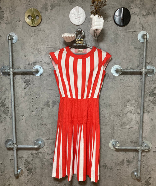 striped sleeveless dress red white