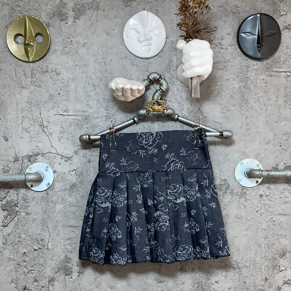 rose navy pleated mini skirt