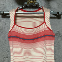 square neck striped sleeveless top red