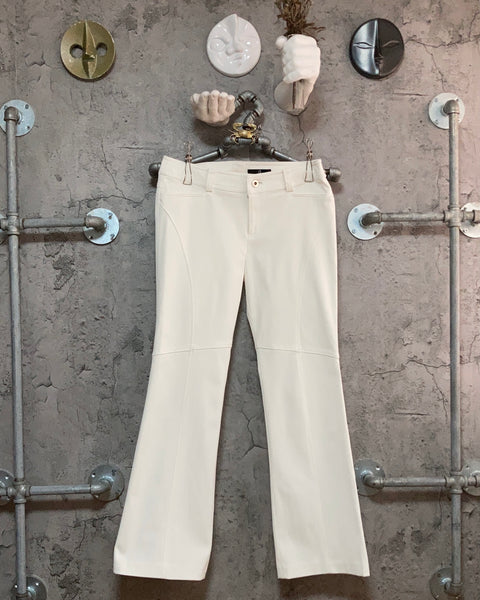 switched bootcut white pants