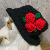hand knitted rose black bucket hat