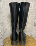 lace up black long boots
