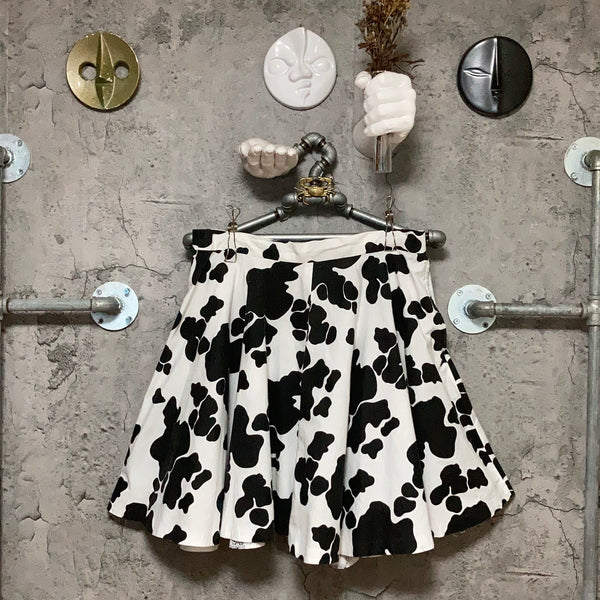 cow pattern flare skirt