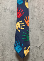 colorful Beth's hand pattern silk tie