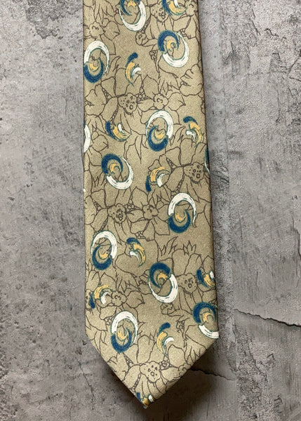 flower pattern gold tie
