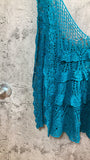 knit two piece set vest skirt blue
