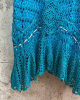 knit two piece set vest skirt blue