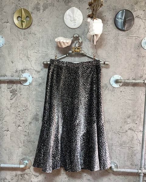 glitter long skirt leopard black silver