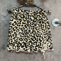 leopard ripped skirt