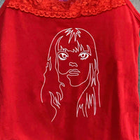 doodle women portrait camisole red