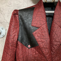 stitched leather look jacket burgundy
