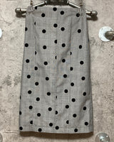 polka-dot tight skirt gray black