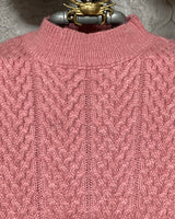 short sleeves knit dress pink