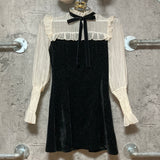 bow tie frilled short dress black white GRL