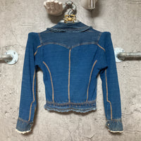 knit x denim jacket blue