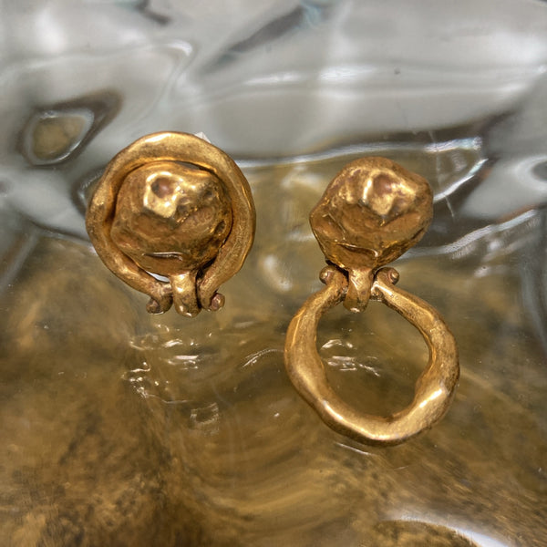 gold 2way door knocker earrings