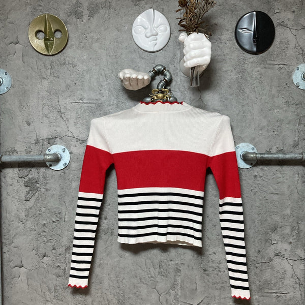 striped knit top Zara knit top white red black border
