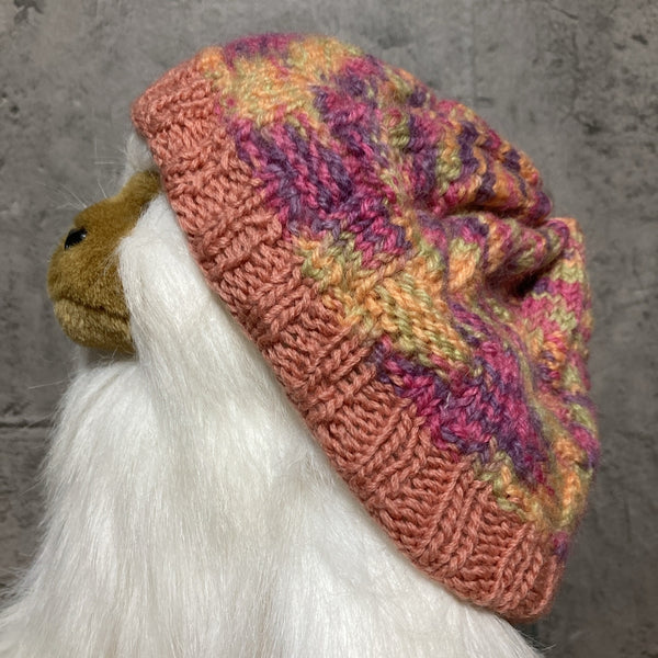 marble knit beanie pink yellow Leon Matilda