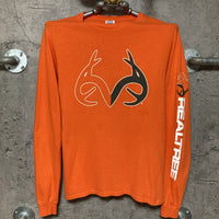 deer skull printed long sleeve T-shirt orange