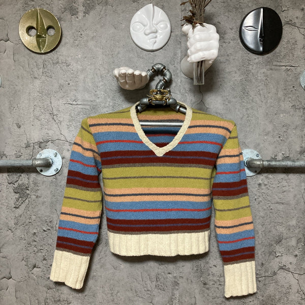 multi color striped knit cropped top Mario matteo long sleeve