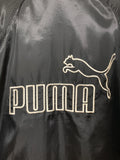 Puma logo embroidered long bench coat black