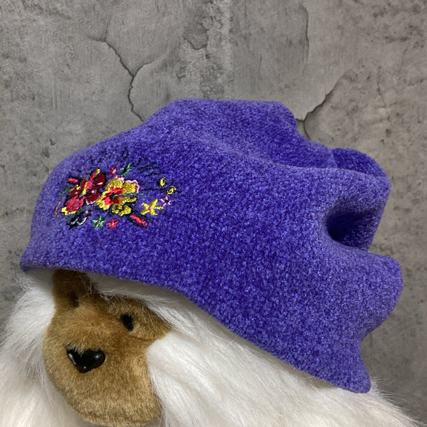 hibiscus embroidered cap beanie watch cap flower ski purple