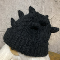 spike beanie knit watch cap black