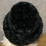 fake fur fluffy bucket hat black