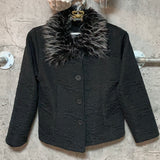 geometric x fake fur x black jacket