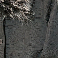 geometric x fake fur x black jacket