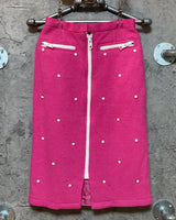 pink zipper skirt suits two piece set
