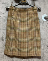 plaid pattern skirt suit two piece set brown beige