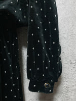 pin dot frilled dress retro long sleeve black