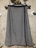 houndstooth wrap skirt navy blue
